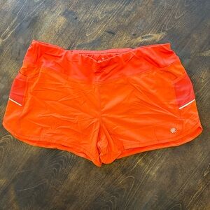 Athleta Racer Run Shorts Orange XL 🩳